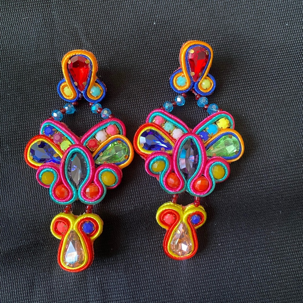 Colorful Statement Earrings - Picture 3 of 4